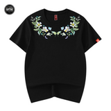 EMBROIDERY T-SHIRT FLOWER BUTTERFLY #057