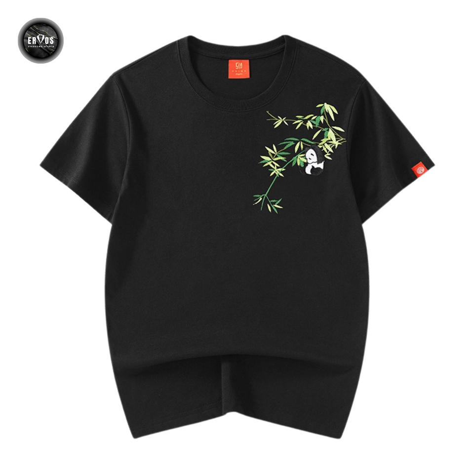 EMBROIDERY T-SHIRT BAMBOO PANDA #046