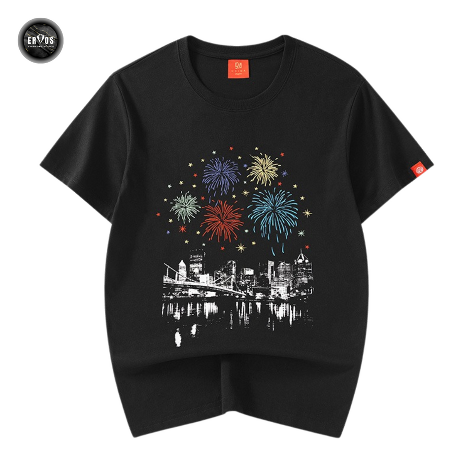 EMBROIDERY T-SHIRT CITY FIREWORKS #036