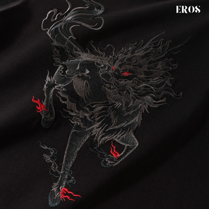 EMBROIDERY T-SHIRT RED EYES QILIN #049