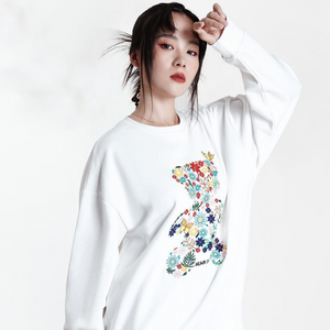 EMBROIDERY LONG-SLEEVED SWEATSHIRT BEARCUB #L08