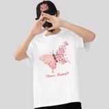 EMBROIDERY T-SHIRT FLOWER BUTTERFLY #005