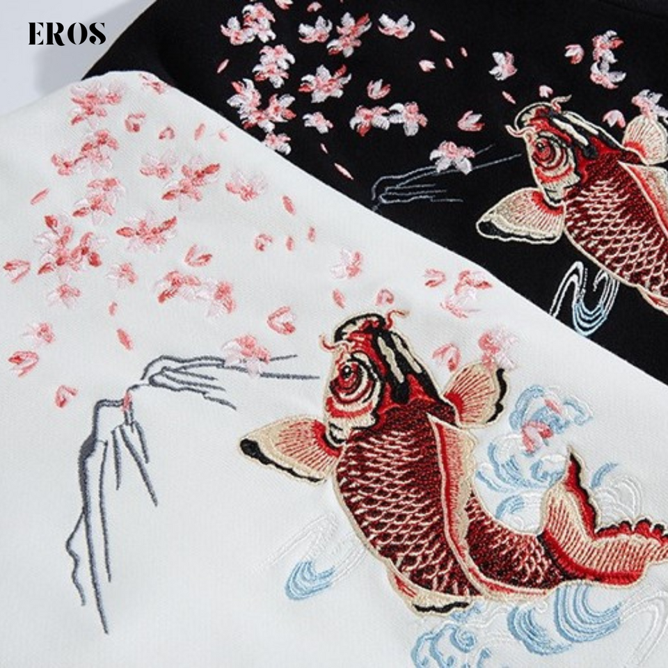 EMBROIDERY HOODIES SAKURA KOI H006