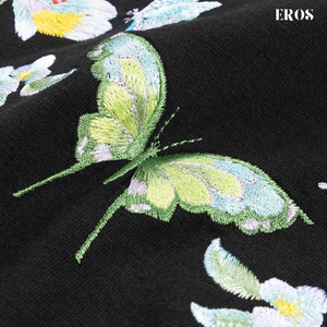 EMBROIDERY T-SHIRT FLOWER BUTTERFLY #057