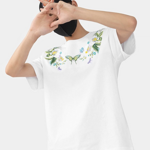 EMBROIDERY T-SHIRT FLOWER BUTTERFLY #057