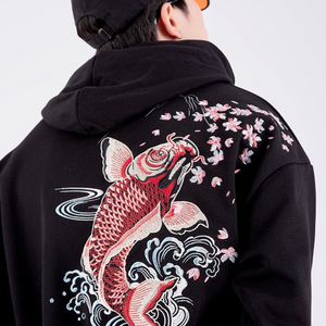 EMBROIDERY HOODIES SAKURA KOI H006