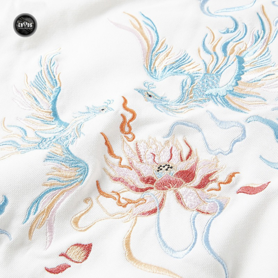 EMBROIDERY LONG-SLEEVED SWEATSHIRT PHOENIX & LOTUS #L07