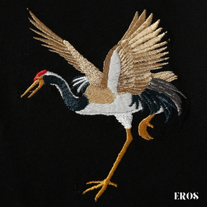 EMBROIDERY T-SHIRT RED-CROWNED CRANE #084