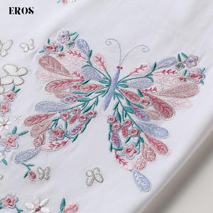 EMBROIDERY T-SHIRT FLOWER BUTTERFLY #082