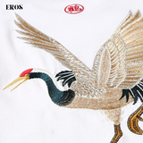 EMBROIDERY T-SHIRT RED-CROWNED CRANE #084