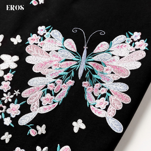 EMBROIDERY T-SHIRT FLOWER BUTTERFLY #082