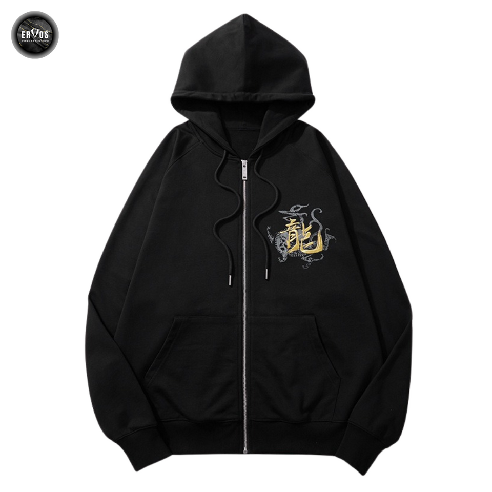 EMBROIDERY ZIP-UP HOODIES DRAGON H037