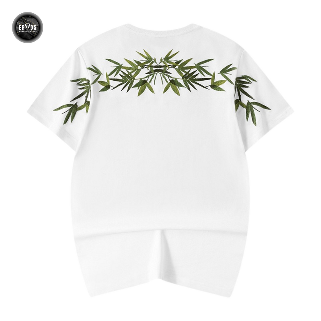 EMBROIDERY T-SHIRT BAMBOO LEAVES #043