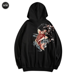 EMBROIDERY HOODIES SAKURA KOI H006