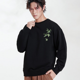 EMBROIDERY LONG-SLEEVED SWEATSHIRT BAMBOO LEAVES #L05