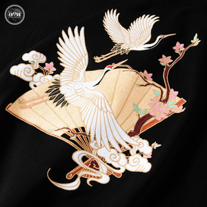 EMBROIDERY HOODIES CRANE & FOLDING FAN H021