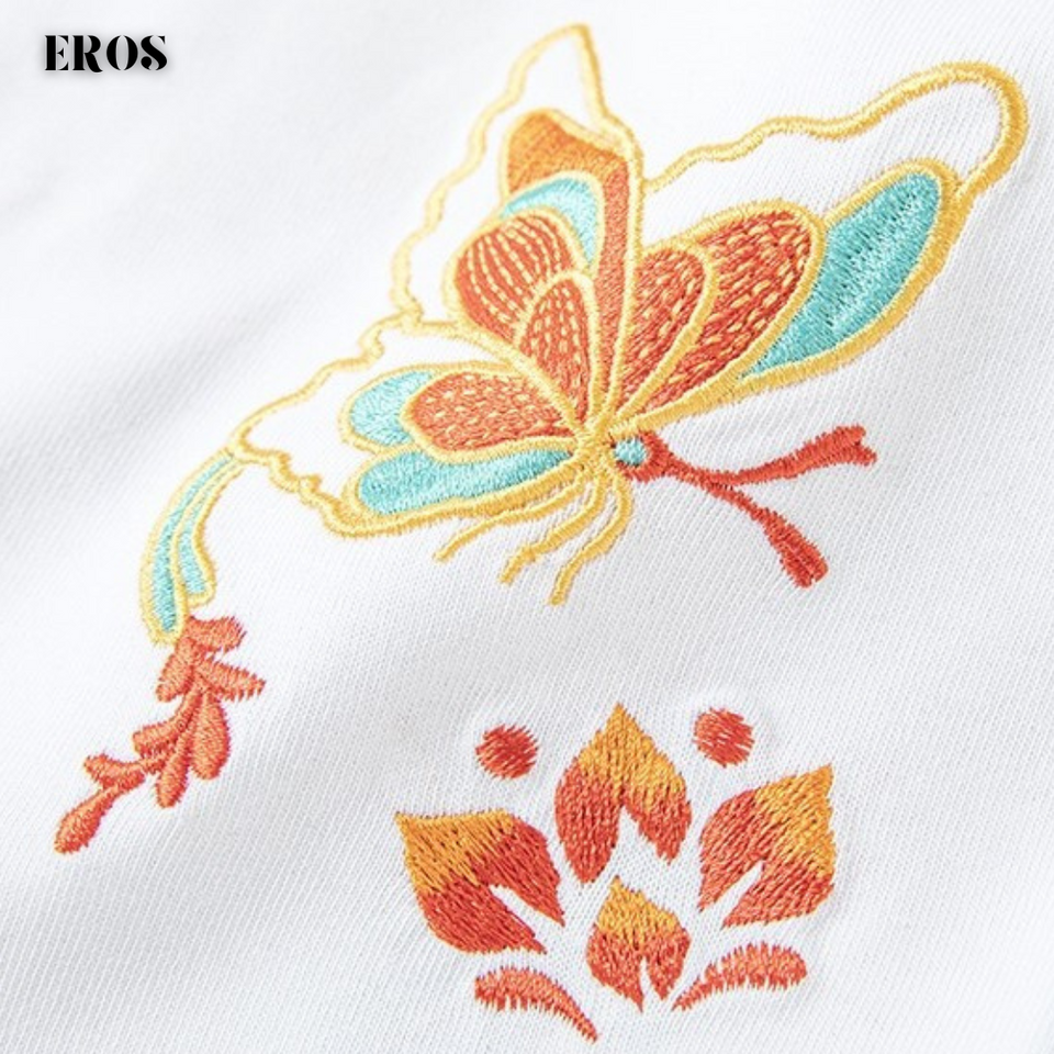 EMBROIDERY T-SHIRT BUTTERFLY FAN #108