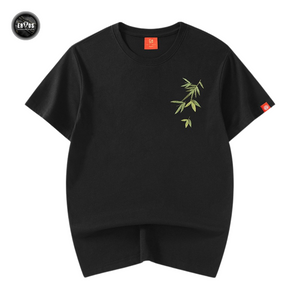 EMBROIDERY T-SHIRT BAMBOO LEAVES #043