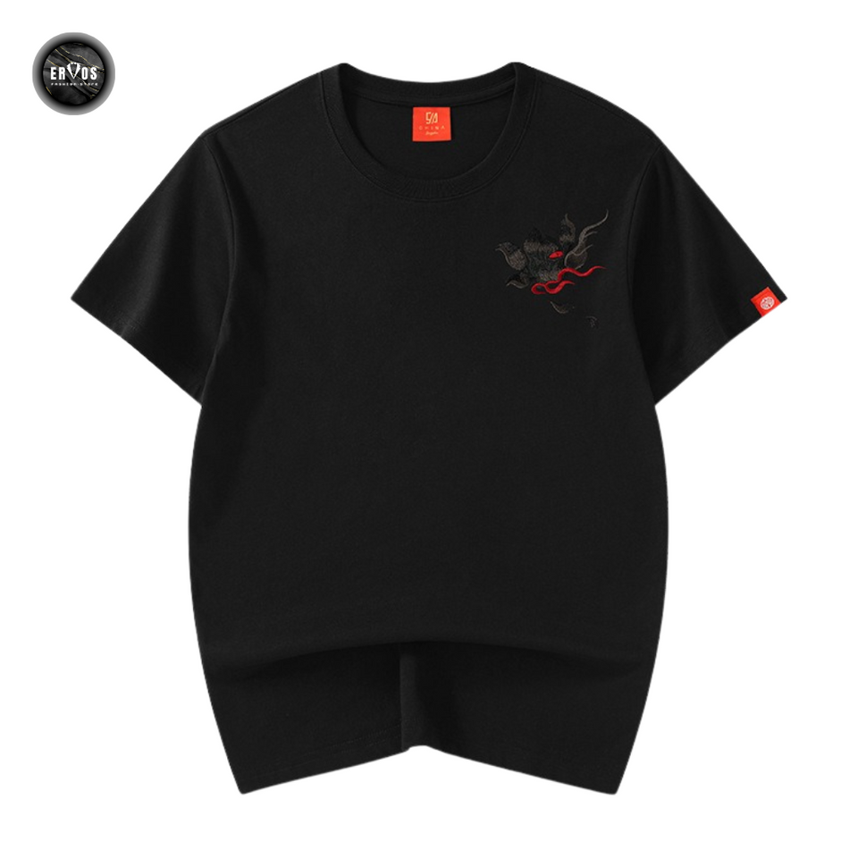 EMBROIDERY T-SHIRT RED EYES QILIN #049