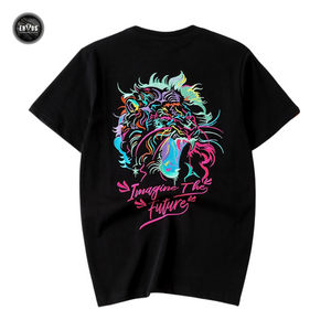 EMBROIDERY T-SHIRT RAINBOW TIGER HEAD #080