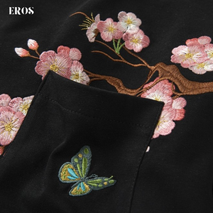 EMBROIDERY T-SHIRT POCKET PLUM BLOSSOMS #109