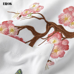 EMBROIDERY T-SHIRT POCKET PLUM BLOSSOMS #109