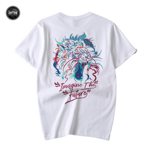 EMBROIDERY T-SHIRT RAINBOW TIGER HEAD #080