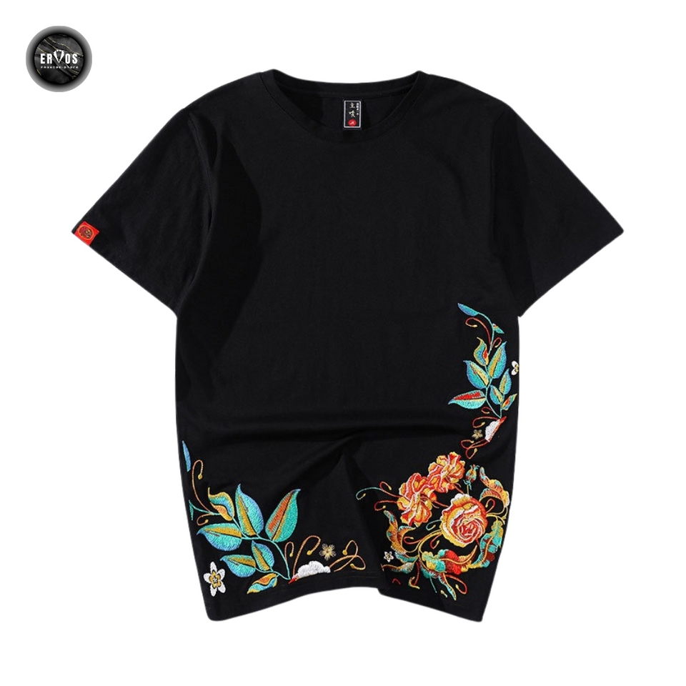 EMBROIDERY T-SHIRT FLOWER #085