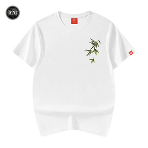 EMBROIDERY T-SHIRT BAMBOO LEAVES #043