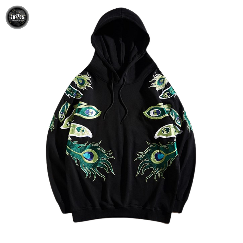 EMBROIDERY HOODIES PEACOCK H005