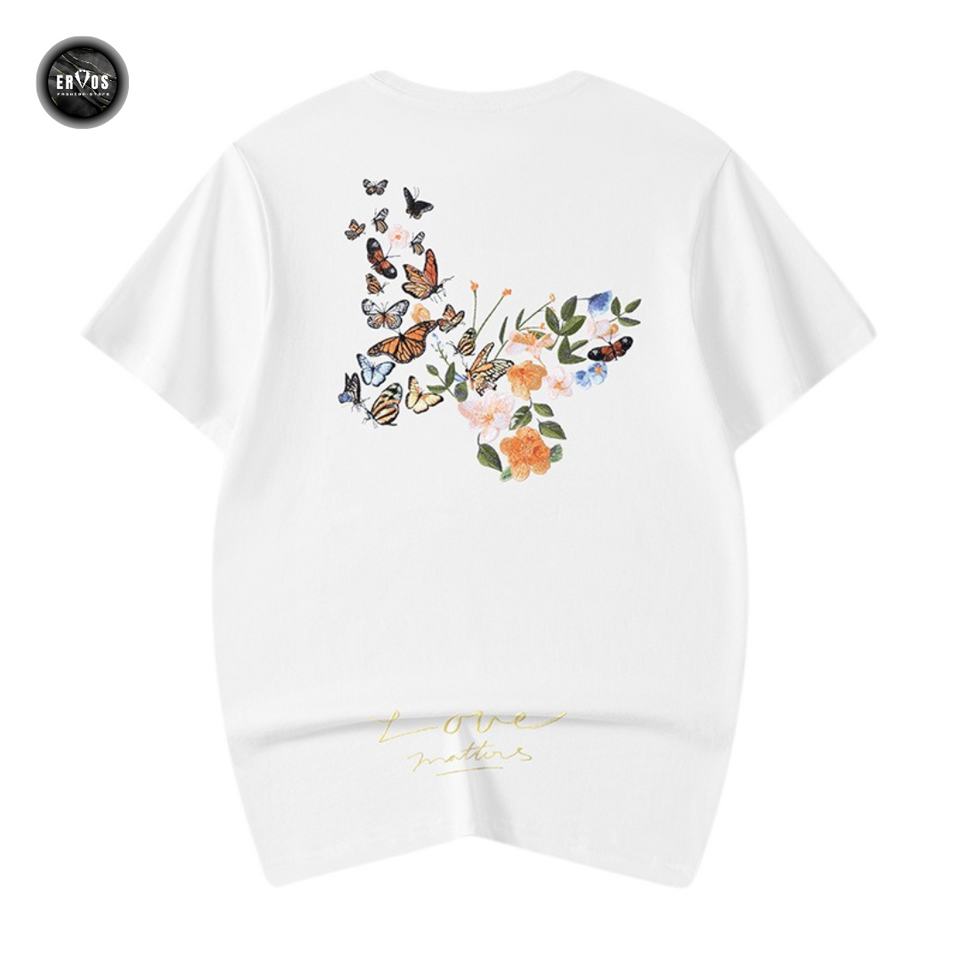 EMBROIDERY T-SHIRT LOVE MATTERS BUTTERFLY #059