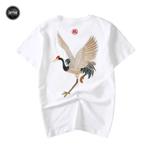 EMBROIDERY T-SHIRT RED-CROWNED CRANE #084