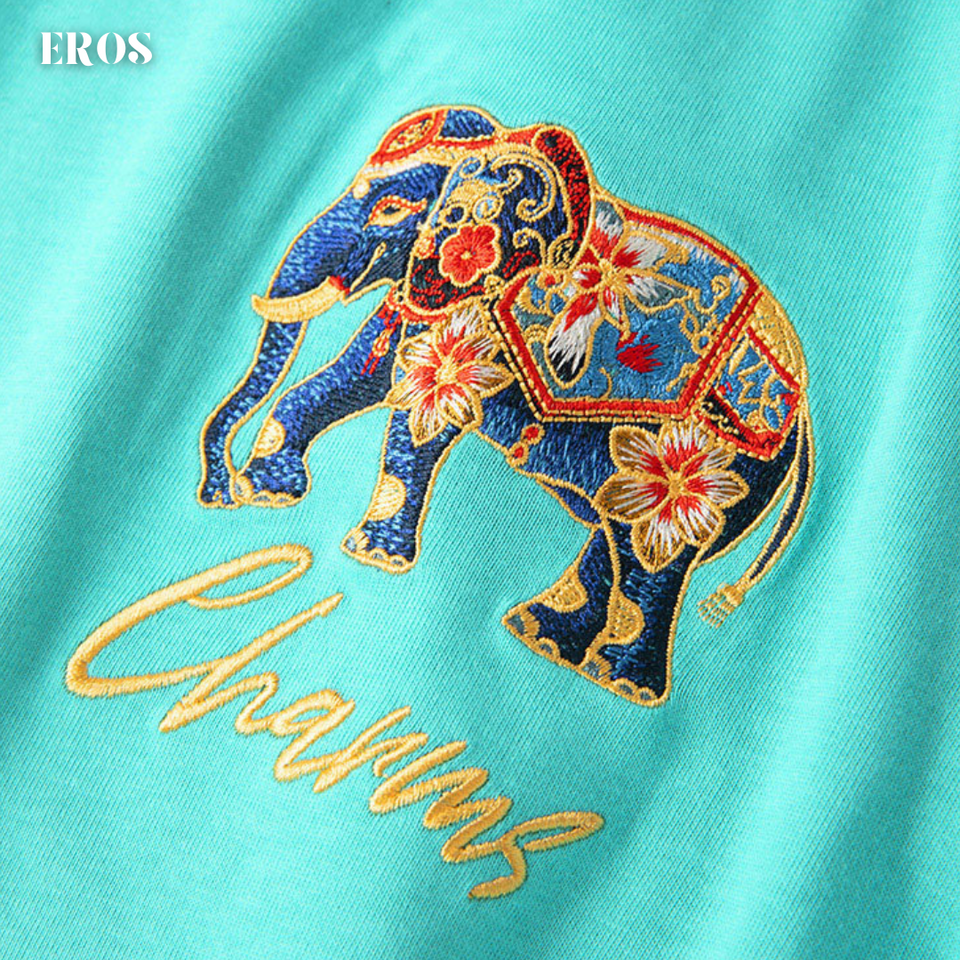 EMBROIDERY T-SHIRT COLORFUL ELEPHANT #110