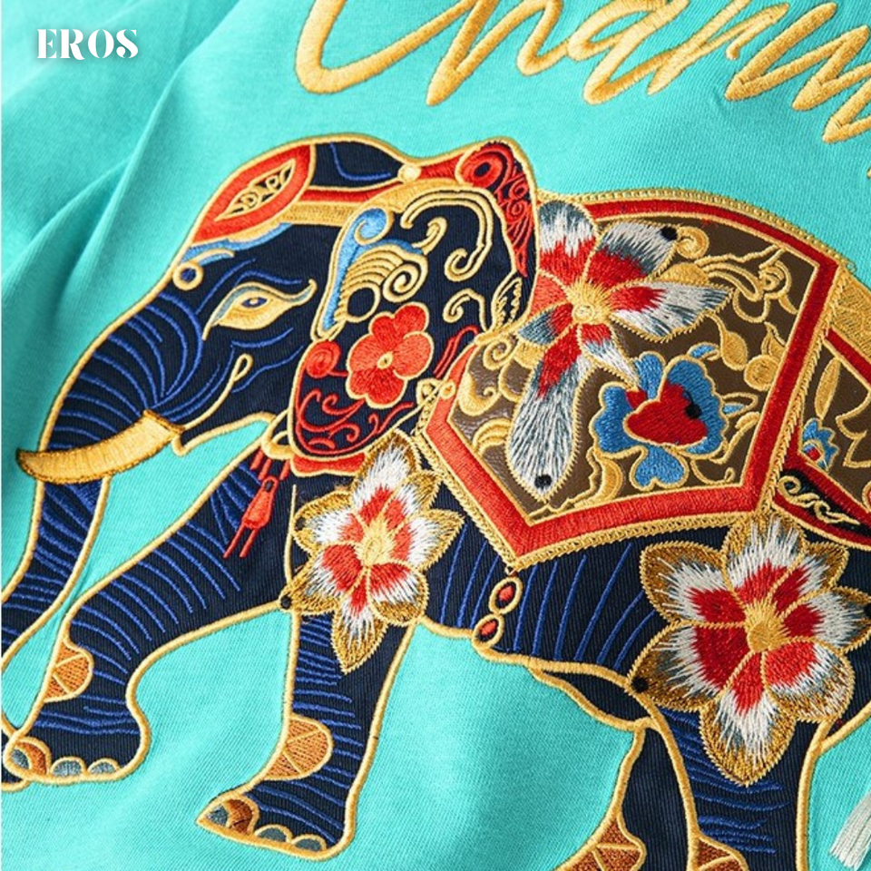 EMBROIDERY T-SHIRT COLORFUL ELEPHANT #110