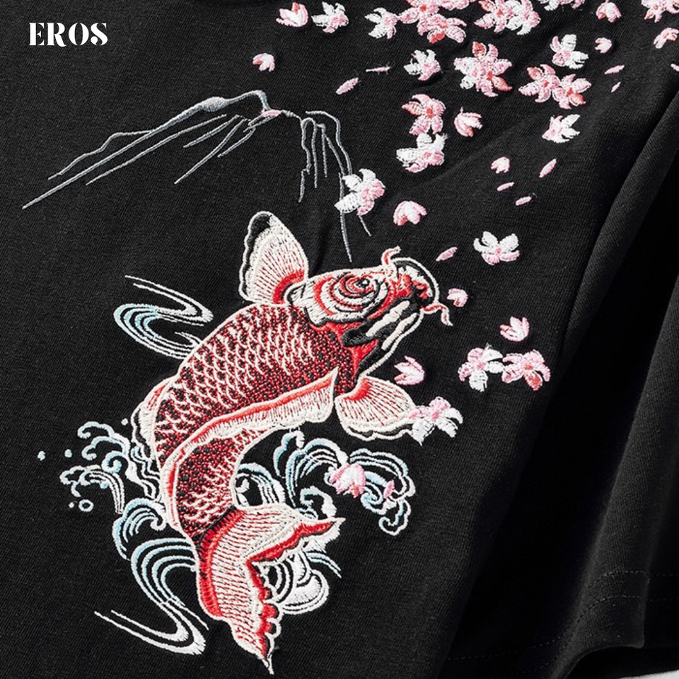 EMBROIDERY T-SHIRT SAKURA KOI #009