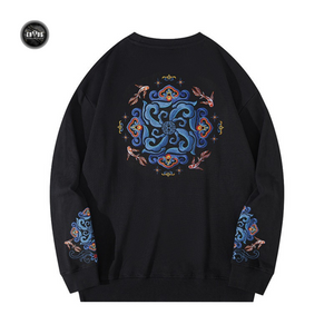 EMBROIDERY LONG-SLEEVED SWEATSHIRT PORCELAIN #L011