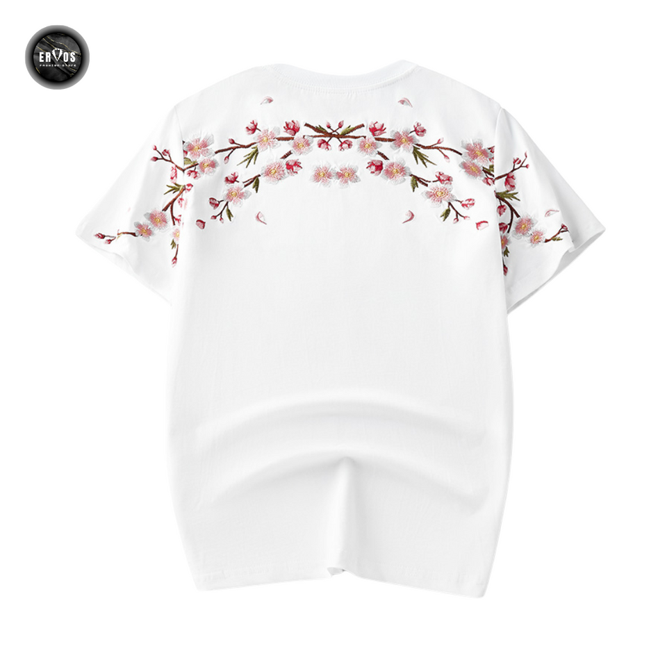 EMBROIDERY T-SHIRT PLUM BLOSSOMS #030