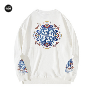 EMBROIDERY LONG-SLEEVED SWEATSHIRT PORCELAIN #L011