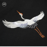 EMBROIDERY LONG-SLEEVED SWEATSHIRT CRANE SOARING #L012