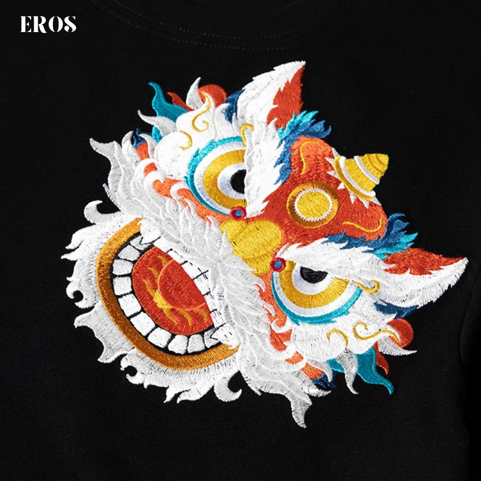 EMBROIDERY T-SHIRT LION DANCE AND BELL #012