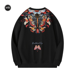 EMBROIDERY LONG-SLEEVED SWEATSHIRT BUTTERFLY #L013