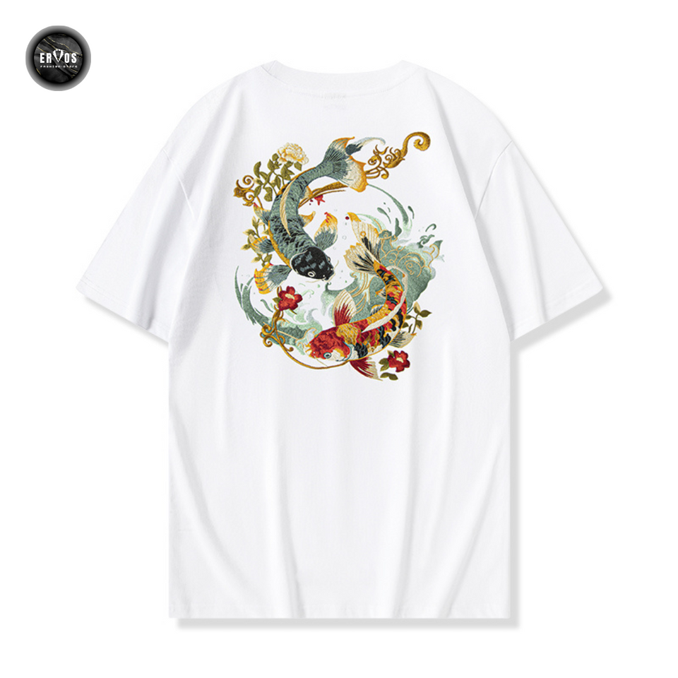 EMBROIDERY T-SHIRT LUCKY TWIN KOI #113