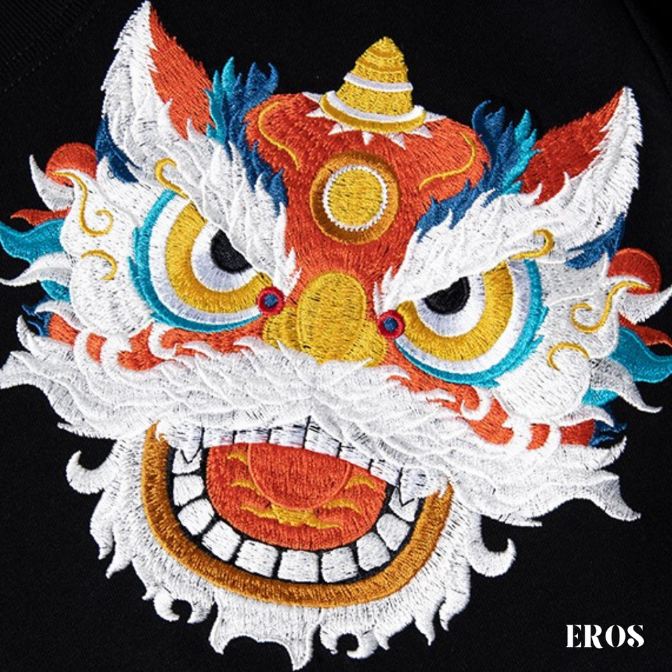 EMBROIDERY T-SHIRT LION DANCE AND BELL #012