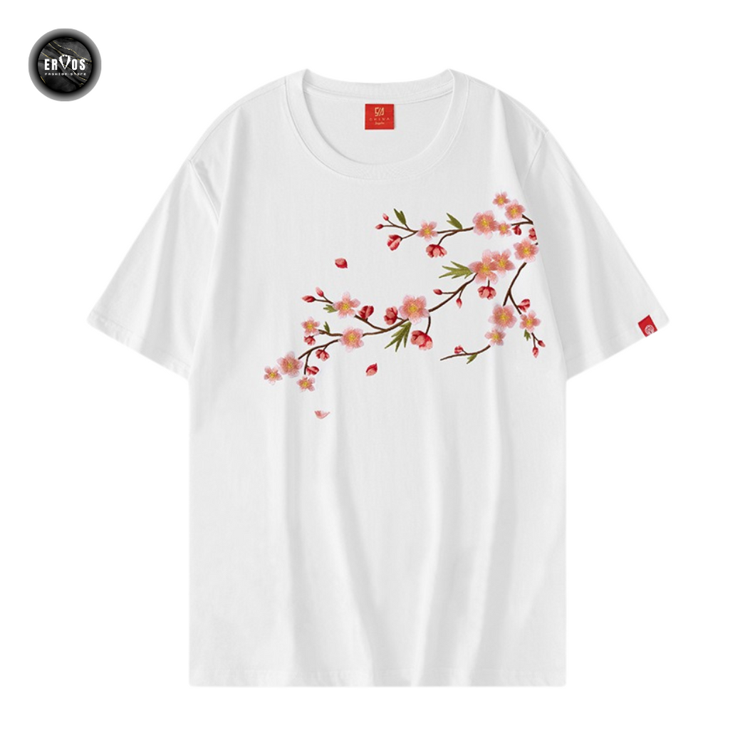 EMBROIDERY T-SHIRT PLUM BLOSSOMS #060